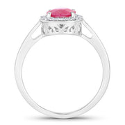 Bids.com 1.83 Carat Genuine Ruby and White Diamond 14K White Gold Ring Rings White Smoke size 6.00,size 7.00,size 8.00