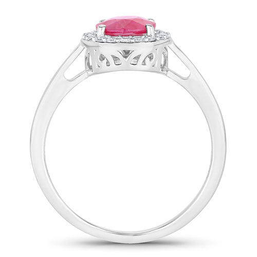 Bids.com 1.83 Carat Genuine Ruby and White Diamond 14K White Gold Ring Rings White Smoke size 6.00,size 7.00,size 8.00