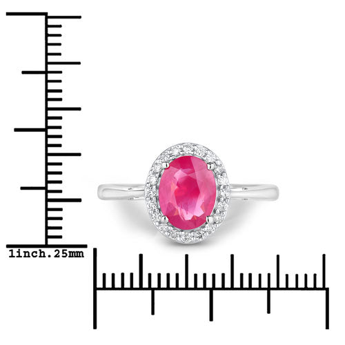 Bids.com 1.83 Carat Genuine Ruby and White Diamond 14K White Gold Ring Rings White Smoke size 6.00,size 7.00,size 8.00