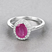 Bids.com 1.83 Carat Genuine Ruby and White Diamond 14K White Gold Ring Rings Gray size 6.00,size 7.00,size 8.00