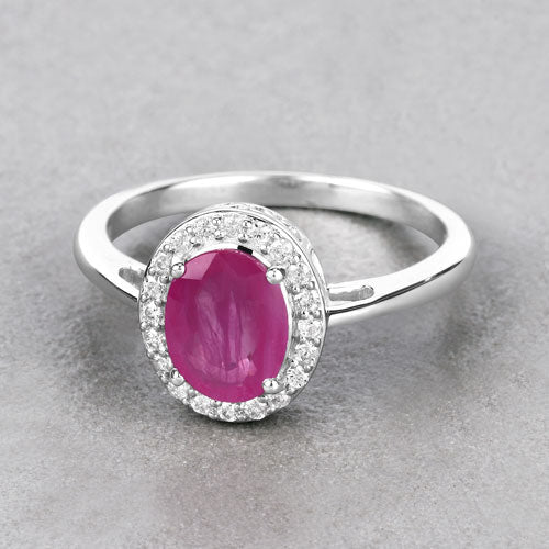 Bids.com 1.83 Carat Genuine Ruby and White Diamond 14K White Gold Ring Rings Gray size 6.00,size 7.00,size 8.00