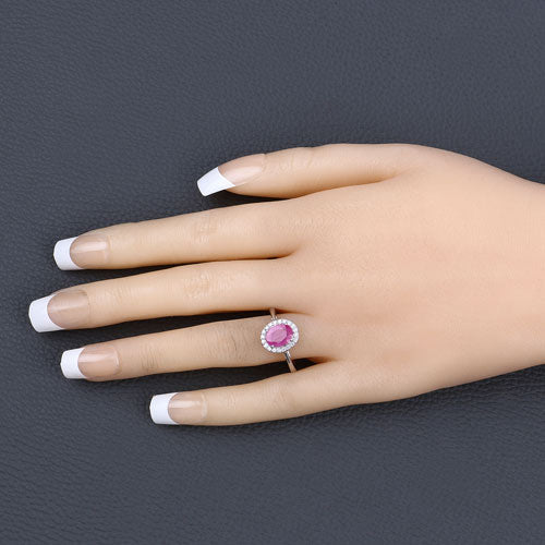 Bids.com 1.83 Carat Genuine Ruby and White Diamond 14K White Gold Ring Rings Wheat size 6.00,size 7.00,size 8.00