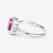 Bids.com 1.83 Carat Genuine Ruby and White Diamond 14K White Gold Ring Rings White Smoke size 6.00,size 7.00,size 8.00