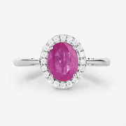 Bids.com 1.83 Carat Genuine Ruby and White Diamond 14K White Gold Ring Rings White Smoke size 6.00,size 7.00,size 8.00