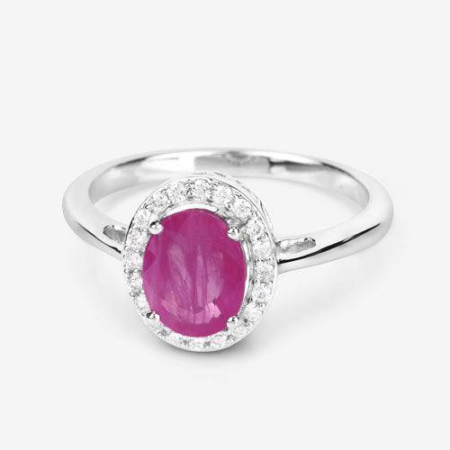 Bids.com 1.83 Carat Genuine Ruby and White Diamond 14K White Gold Ring Rings White Smoke size 6.00,size 7.00,size 8.00