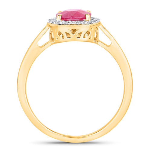 Bids.com 1.83 Carat Genuine Ruby and White Diamond 14K Yellow Gold Ring Rings White Smoke size 6.00,size 7.00,size 8.00