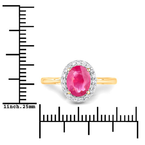 Bids.com 1.83 Carat Genuine Ruby and White Diamond 14K Yellow Gold Ring Rings White Smoke size 6.00,size 7.00,size 8.00