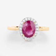 Bids.com 1.83 Carat Genuine Ruby and White Diamond 14K Yellow Gold Ring Rings White Smoke size 6.00,size 7.00,size 8.00