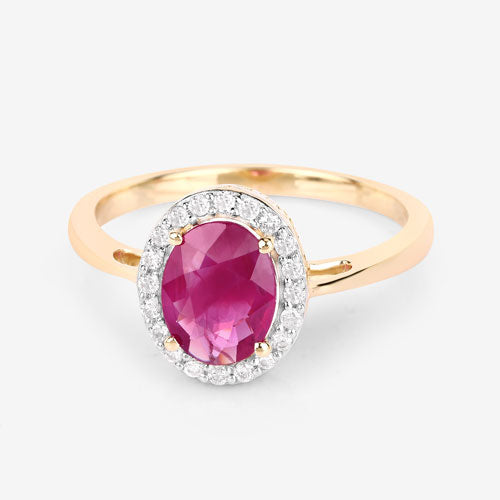 Bids.com 1.83 Carat Genuine Ruby and White Diamond 14K Yellow Gold Ring Rings White Smoke size 6.00,size 7.00,size 8.00