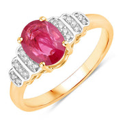 Bids.com 1.52 Carat Genuine Ruby and White Diamond 14K Yellow Gold Ring Rings White Smoke size 6.00,size 7.00,size 8.00