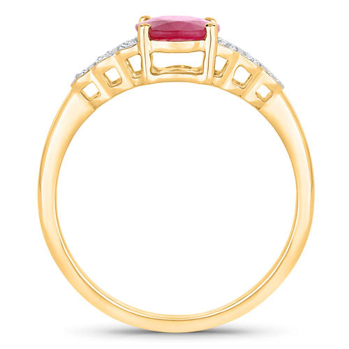 Bids.com 1.52 Carat Genuine Ruby and White Diamond 14K Yellow Gold Ring Rings White Smoke size 6.00,size 7.00,size 8.00