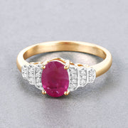 Bids.com 1.52 Carat Genuine Ruby and White Diamond 14K Yellow Gold Ring Rings Gray size 6.00,size 7.00,size 8.00