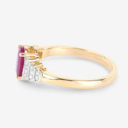 Bids.com 1.52 Carat Genuine Ruby and White Diamond 14K Yellow Gold Ring Rings White Smoke size 6.00,size 7.00,size 8.00