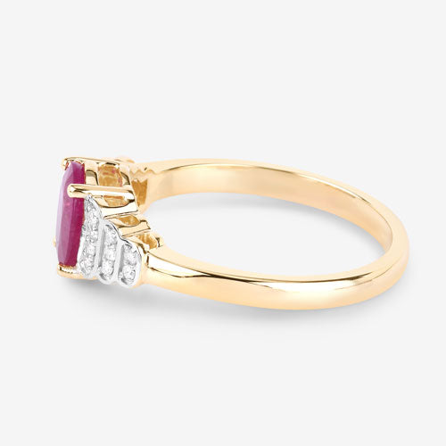 Bids.com 1.52 Carat Genuine Ruby and White Diamond 14K Yellow Gold Ring Rings White Smoke size 6.00,size 7.00,size 8.00