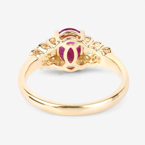 Bids.com 1.52 Carat Genuine Ruby and White Diamond 14K Yellow Gold Ring Rings White Smoke size 6.00,size 7.00,size 8.00