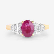 Bids.com 1.52 Carat Genuine Ruby and White Diamond 14K Yellow Gold Ring Rings Lavender size 6.00,size 7.00,size 8.00