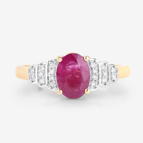 Bids.com 1.52 Carat Genuine Ruby and White Diamond 14K Yellow Gold Ring Rings Lavender size 6.00,size 7.00,size 8.00