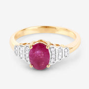 Bids.com 1.52 Carat Genuine Ruby and White Diamond 14K Yellow Gold Ring Rings White Smoke size 6.00,size 7.00,size 8.00