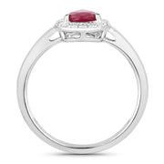 Bids.com 1.02 Carat Genuine Ruby and White Diamond 14K White Gold Ring Rings White Smoke size 6.00,size 7.00,size 8.00