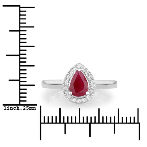 Bids.com 1.02 Carat Genuine Ruby and White Diamond 14K White Gold Ring Rings White Smoke size 6.00,size 7.00,size 8.00