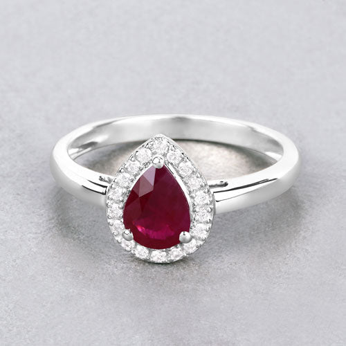 Bids.com 1.02 Carat Genuine Ruby and White Diamond 14K White Gold Ring Rings Gray size 6.00,size 7.00,size 8.00