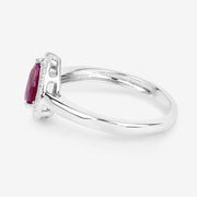 Bids.com 1.02 Carat Genuine Ruby and White Diamond 14K White Gold Ring Rings White Smoke size 6.00,size 7.00,size 8.00
