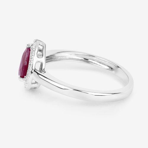 Bids.com 1.02 Carat Genuine Ruby and White Diamond 14K White Gold Ring Rings White Smoke size 6.00,size 7.00,size 8.00