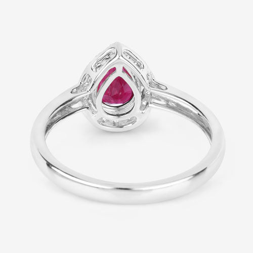 Bids.com 1.02 Carat Genuine Ruby and White Diamond 14K White Gold Ring Rings White Smoke size 6.00,size 7.00,size 8.00