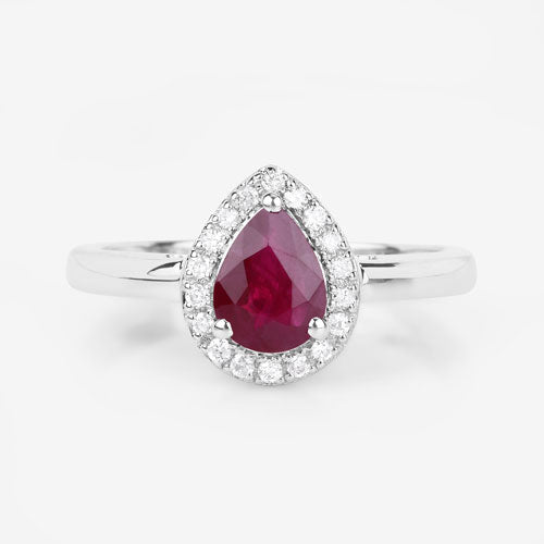 Bids.com 1.02 Carat Genuine Ruby and White Diamond 14K White Gold Ring Rings White Smoke size 6.00,size 7.00,size 8.00