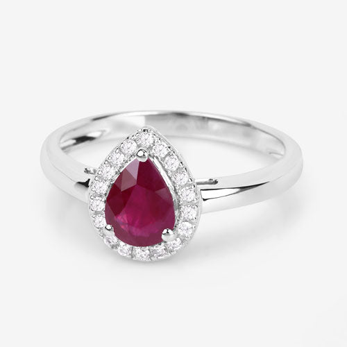 Bids.com 1.02 Carat Genuine Ruby and White Diamond 14K White Gold Ring Rings Lavender size 6.00,size 7.00,size 8.00