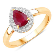 Bids.com 1.02 Carat Genuine Ruby and White Diamond 14K Yellow Gold Ring Rings White Smoke size 6.00,size 7.00,size 8.00