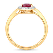 Bids.com 1.02 Carat Genuine Ruby and White Diamond 14K Yellow Gold Ring Rings White Smoke size 6.00,size 7.00,size 8.00