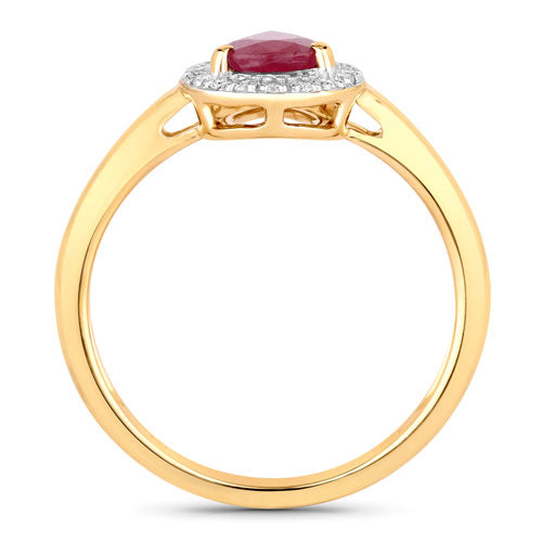 Bids.com 1.02 Carat Genuine Ruby and White Diamond 14K Yellow Gold Ring Rings White Smoke size 6.00,size 7.00,size 8.00