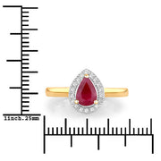 Bids.com 1.02 Carat Genuine Ruby and White Diamond 14K Yellow Gold Ring Rings White Smoke size 6.00,size 7.00,size 8.00