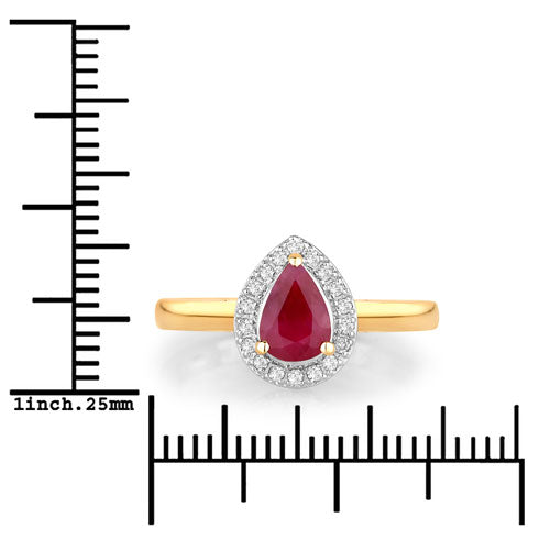 Bids.com 1.02 Carat Genuine Ruby and White Diamond 14K Yellow Gold Ring Rings White Smoke size 6.00,size 7.00,size 8.00