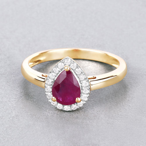 Bids.com 1.02 Carat Genuine Ruby and White Diamond 14K Yellow Gold Ring Rings Gray size 6.00,size 7.00,size 8.00