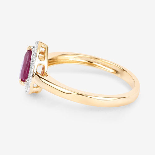 Bids.com 1.02 Carat Genuine Ruby and White Diamond 14K Yellow Gold Ring Rings White Smoke size 6.00,size 7.00,size 8.00