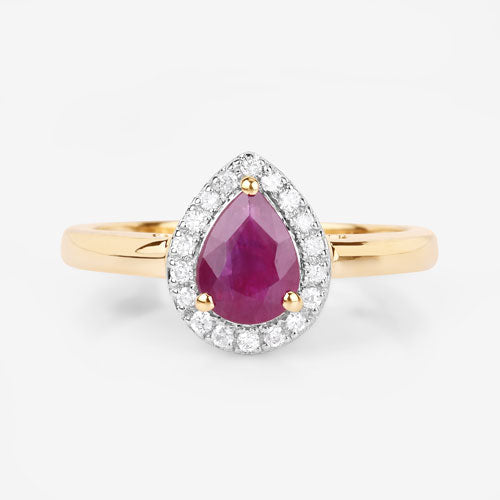Bids.com 1.02 Carat Genuine Ruby and White Diamond 14K Yellow Gold Ring Rings White Smoke size 6.00,size 7.00,size 8.00