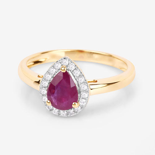 Bids.com 1.02 Carat Genuine Ruby and White Diamond 14K Yellow Gold Ring Rings White Smoke size 6.00,size 7.00,size 8.00