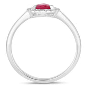 Bids.com 0.94 Carat Genuine Ruby and White Diamond 14K White Gold Ring Rings White Smoke size 6.00,size 7.00,size 8.00