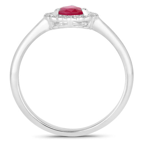 Bids.com 0.94 Carat Genuine Ruby and White Diamond 14K White Gold Ring Rings White Smoke size 6.00,size 7.00,size 8.00