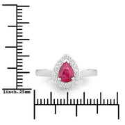 Bids.com 0.94 Carat Genuine Ruby and White Diamond 14K White Gold Ring Rings White Smoke size 6.00,size 7.00,size 8.00