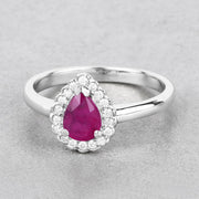 Bids.com 0.94 Carat Genuine Ruby and White Diamond 14K White Gold Ring Rings Gray size 6.00,size 7.00,size 8.00