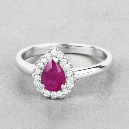 Bids.com 0.94 Carat Genuine Ruby and White Diamond 14K White Gold Ring Rings Gray size 6.00,size 7.00,size 8.00
