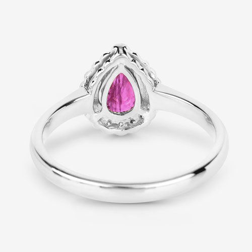 Bids.com 0.94 Carat Genuine Ruby and White Diamond 14K White Gold Ring Rings White Smoke size 6.00,size 7.00,size 8.00