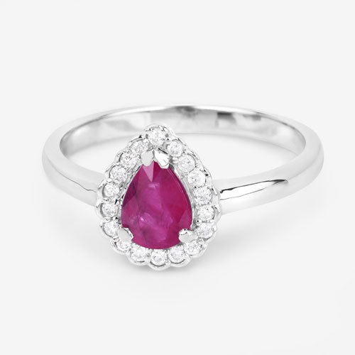 Bids.com 0.94 Carat Genuine Ruby and White Diamond 14K White Gold Ring Rings Lavender size 6.00,size 7.00,size 8.00