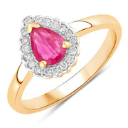 Bids.com 0.94 Carat Genuine Ruby and White Diamond 14K Yellow Gold Ring Rings White Smoke size 6.00,size 7.00,size 8.00