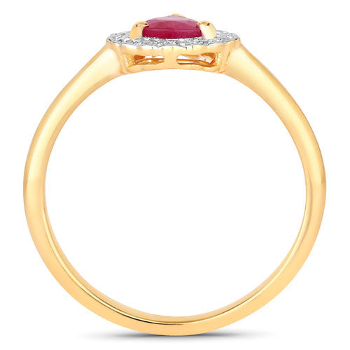 Bids.com 0.94 Carat Genuine Ruby and White Diamond 14K Yellow Gold Ring Rings White Smoke size 6.00,size 7.00,size 8.00