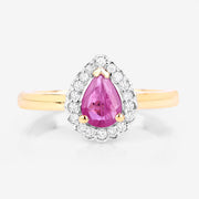 Bids.com 0.94 Carat Genuine Ruby and White Diamond 14K Yellow Gold Ring Rings White Smoke size 6.00,size 7.00,size 8.00