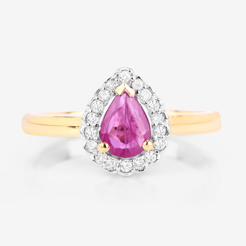 Bids.com 0.94 Carat Genuine Ruby and White Diamond 14K Yellow Gold Ring Rings White Smoke size 6.00,size 7.00,size 8.00